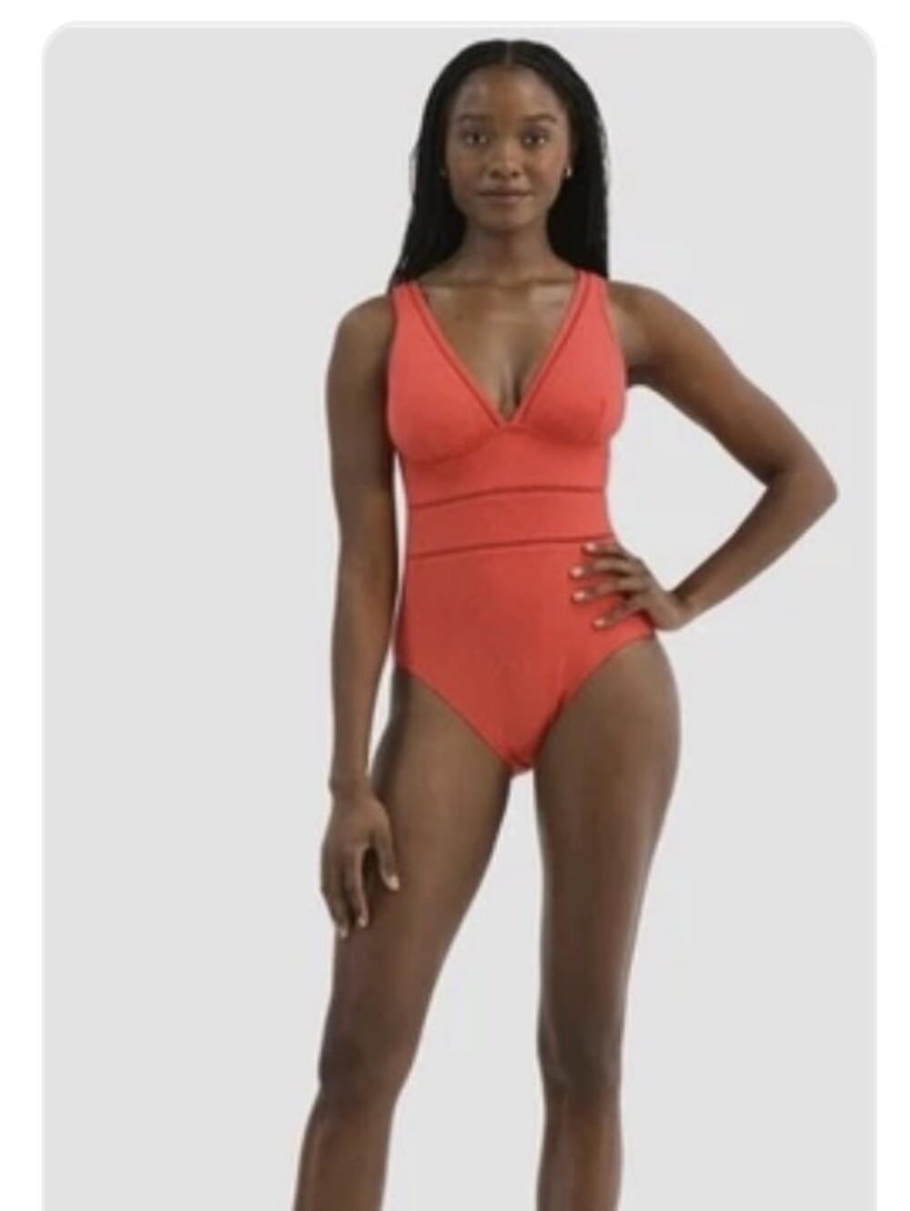 Time and Tru Coral V-Neck One-Piece Swimsuit